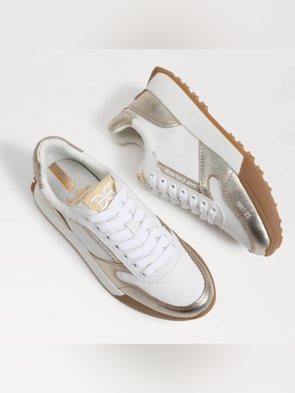 Sam Edelman White & Metallic Gold Layla Sneakers